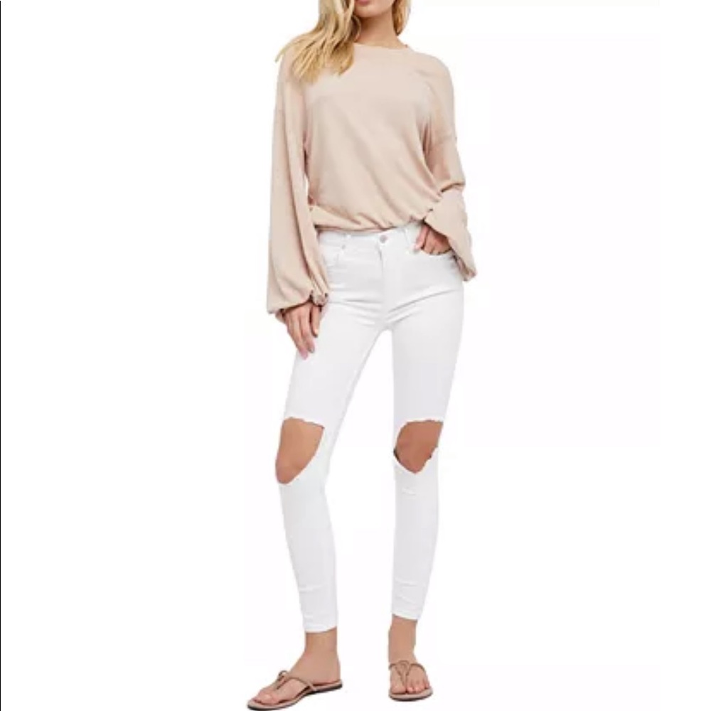 Free people busted knee high rise skinny jeans